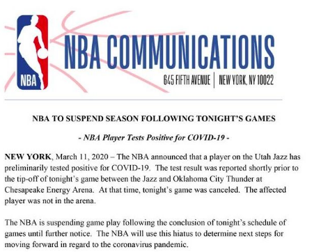 NBA暫停比賽   戈貝爾被確診為新冠肺炎