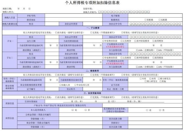 個人所得稅專項扣除表怎么填寫